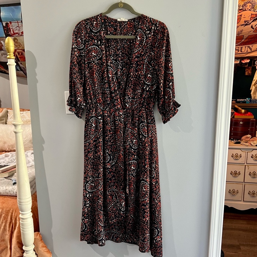 Floral long sleeve high-low dress
